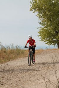 Ana en el tramo ciclista